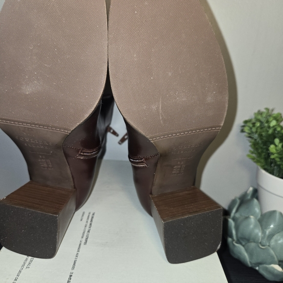 New-Sézane Axelle Ankle Boots Chocolat Glacé Brown Leather Block Heel Sz 7 FR 38 - Picture 11 of 11